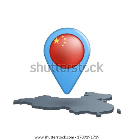 China flag map pin on white