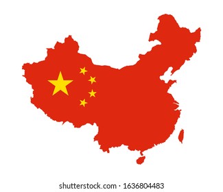 China Flag Map Vector Illustration Eps Isolated on White