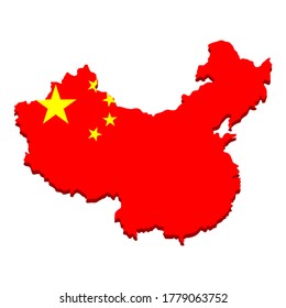 china flag map vector isolated on white background. vector illustration