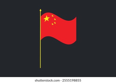 China flag, The flag of China, Flag of China national country symbol illustration Vector, Rectangle China flag illustration, Flat vector illustration
