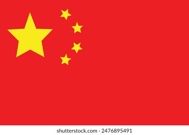 China flag, official colors and proportion correctly. National China flag. Vector illustration.