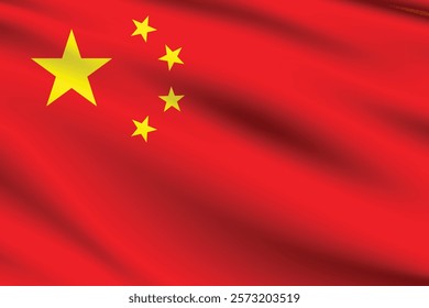 China flag official colors and proportion digital vector illustration. Pleated flag.