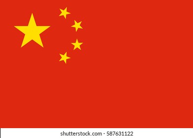 China Flag, Official Colors And Proportion Correctly. National China Flag. Original And Simple People's Republic Of China Flag Isolated Vector In Official Colors And Proportion Correctly