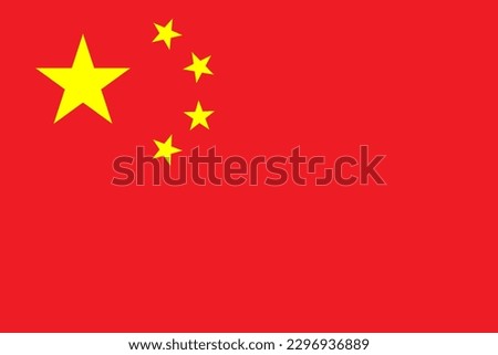 China flag, official colors and proportion. Vector illustration.