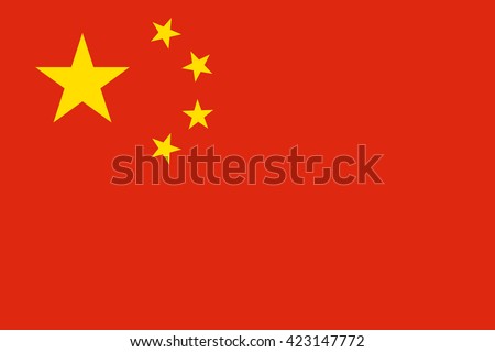 China flag, official colors and proportion correctly. National China flag. Vector illustration. EPS10.