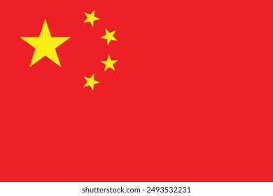 Bandera de China. Bandera oficial de la República de China de las Personas colores originales y proporciones correctamente. Ilustración aislada del Vector de la bandera nacional china editable para los Sitios web de los Anuncios de los folletos de los carteles.