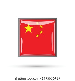 Bandera de China. Cuadrado oficial 3D brillante bandera de la República de China de las Personas colores originales y proporciones correctamente. Vector de la bandera nacional china aislado ilustración carteles volantes Anuncios Sitios web