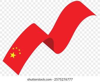 China flag on  corner ribbon, featuring  clean and simple design. Perfect for creative projects, banners, or graphic designs. High-quality image with transparent PNG background for versatile use.