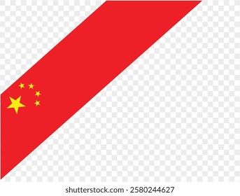 China flag on  corner ribbon, featuring  clean and simple design. Perfect for creative projects, banners, or graphic designs. High-quality image with transparent PNG background for versatile use.