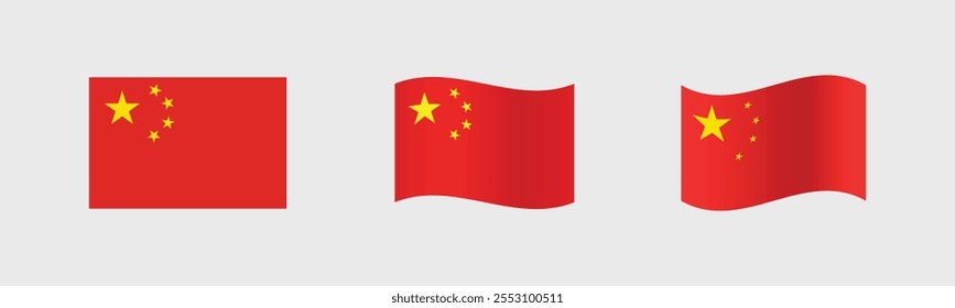 China flag, China flag on flagpole, Vector illustration, China flag flat design, China flag with wave effect.