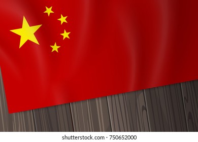china flag on wooden background