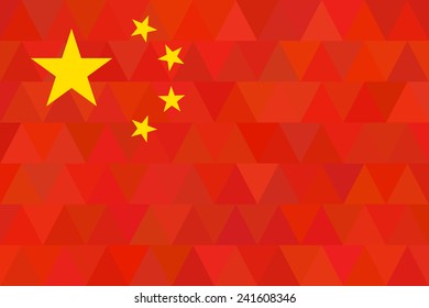 China Flag. Original proportion and colors. Geometric unusual concept. Abstract triangle and polygonal design. High quality. Vector