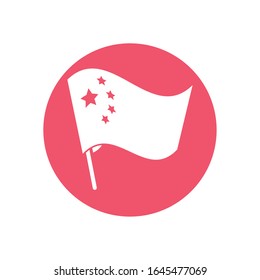 china flag over white background, block style and colorful design, vector illustration