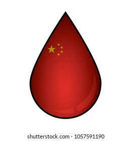 The China flag painted on 3D water drop