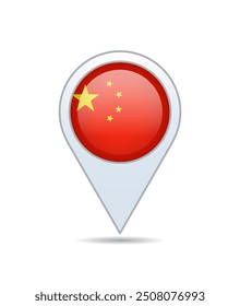 China - flag pin for map. Vector illustration.