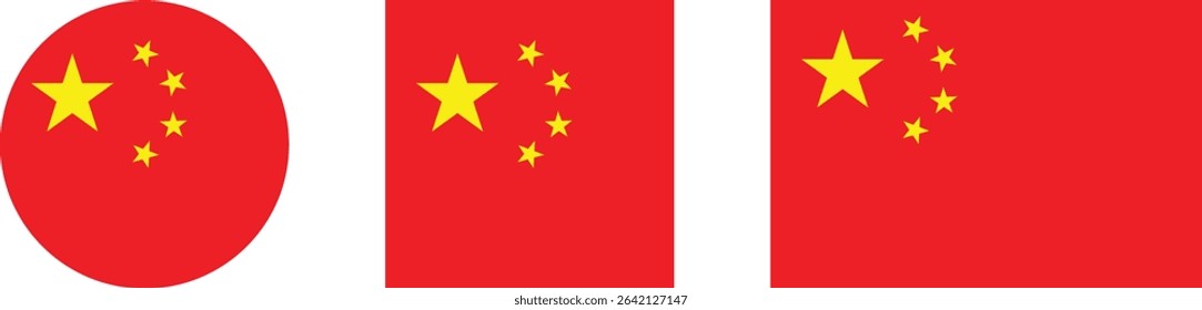 China flag PNG vector. China square and round icon isolated on transparent background. China flag symbol.

