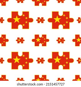 china flag puzzle pieces pattern on white background. vector illustration