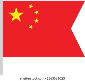 China Flag with Red Color and Five Yellow Star with Pole