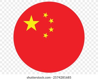 China flag round icon isolated on transparent PNG background. Perfect for designs, high-quality vector image.