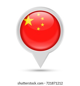 China Flag Round Pin Vector Icon - Illustration