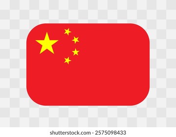 China flag - rounded rectangle colorful flag representing a country cultural identity and heritage. The essence of national pride and unity. Vector flag on transparent background.