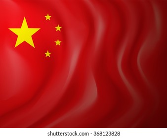 China flag of silk vector illustration.