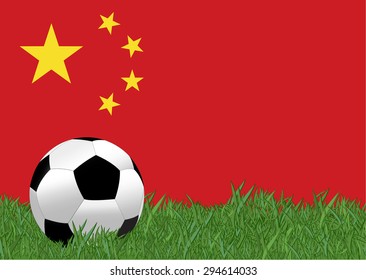 China flag with soccer ball on the yard, EPS10