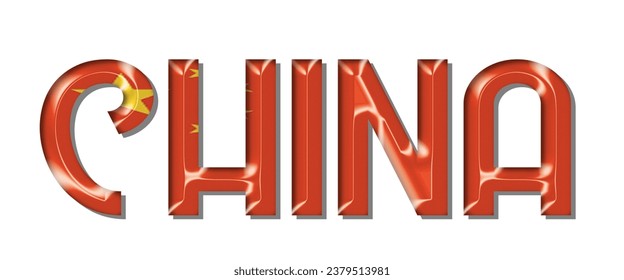 CHINA flag text font, 3D CHINA  colorful background, CHINA  flag vector illustration