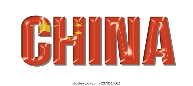 Fuente de texto de la bandera CHINA, fondo colorido CHINA 3D, ilustración vectorial de la bandera CHINA