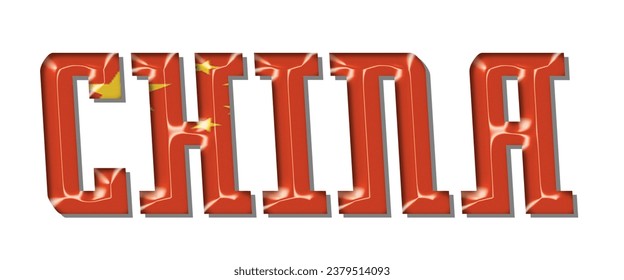 CHINA flag text font, 3D CHINA  colorful background, CHINA  flag vector illustration