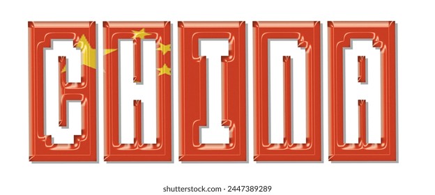 China flag text font, 3D China flag colorful background, China flag vector illustration