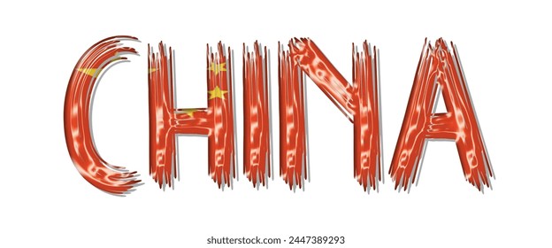 Fuente del texto de la bandera de China, fondo colorido de la bandera de China 3D, Ilustración vectorial de la bandera de China