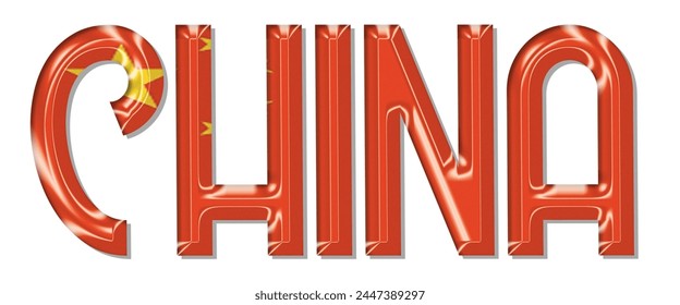 China flag text font, 3D China flag colorful background, China flag vector illustration