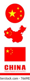 China flag. Three type of Chinese Vector image flag illustration