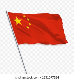 CHINA FLAG WITH A TRANSPARENT BACKGROUND. VECTOR ILLUSTRATION