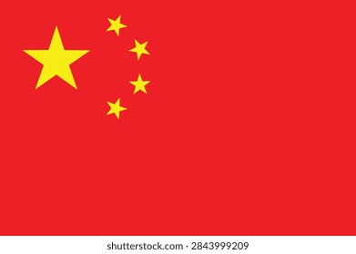 China flag vector graphic. Rectangle Chinese flag illustration