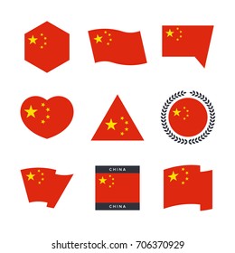 China flag vector icons and logo design elements with the Chinese flag