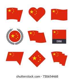 China flag vector icons and logo design elements with the Chinese flag