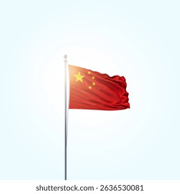 China Flag Vector Illustration, National Flag of China with Official Colors, Chinese Flag Background, National Day. China Flag Waving Vector Design.