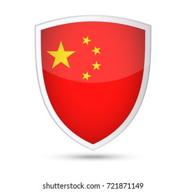 China Flag Vector Shield Icon - Illustration