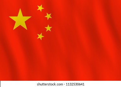 China flag with waving effect, official proportion.