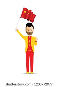 China flag waving man 