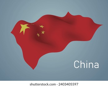China flag, Waving on blue background, vector format is eps10 