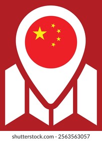 China Flag with White Waving Maps Icon