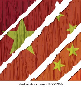 china flag wooden texture