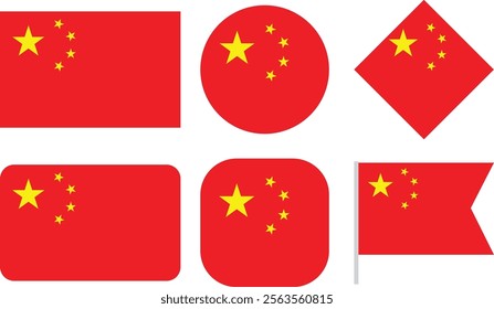 China Flags Collection with Rectangle Circle and Rhombus Shape