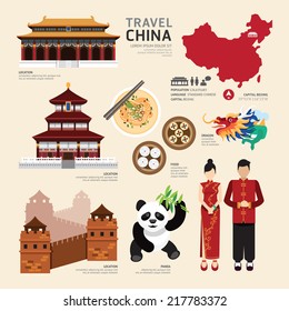 China Flat Icons Design Travel Concept.Vector