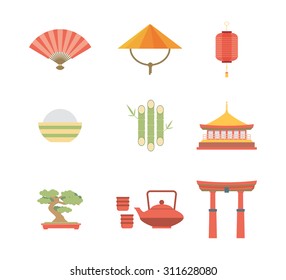 China Flat Icons Design Travel vector