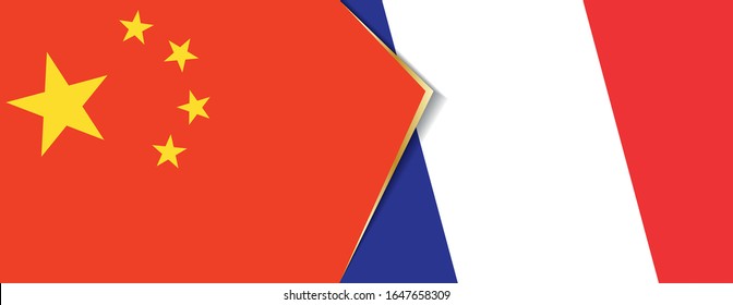 Banderas de China y Francia, dos banderas vectoriales símbolo de relación o confrontación.