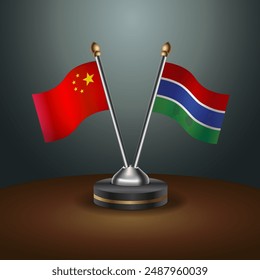 China and Gambia table flags relation with gradient backgrund